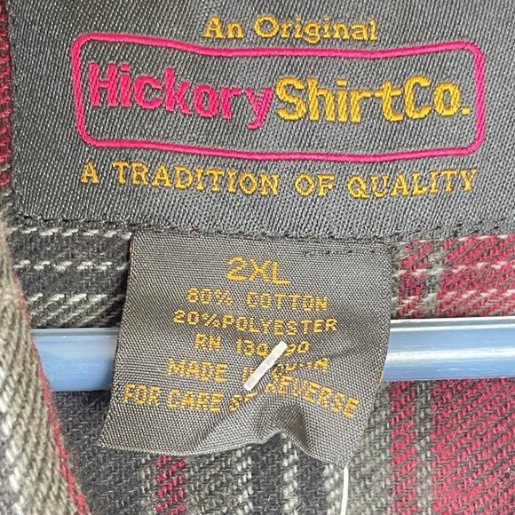 Hickory Shirt Co Men Extra Heavy Plaid Flannel Pearl Snap Red Black Tan 2XL NWT - Picture 3 of 8